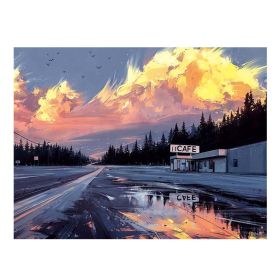 Sunset Landscape Backdrop Wall Hanging Tapestry Rental House Wall Decor Tapestry Oil Painting Room Bedroom Bedside Wall Art,59x43 inch