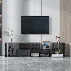 Double L-Shaped TV Stand, Display Shelf , Bookcase for Home Furniture,Black