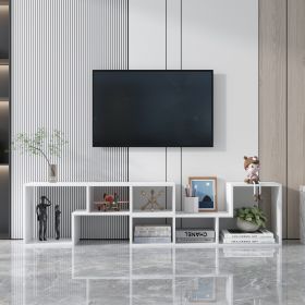 Double L-Shaped TV Stand, Display Shelf , Bookcase for Home Furniture,White