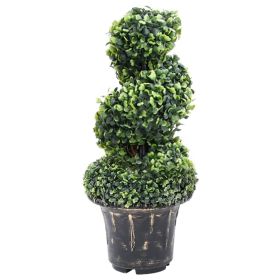 Artificial Boxwood Spiral Plant with Pot Green 23.2"