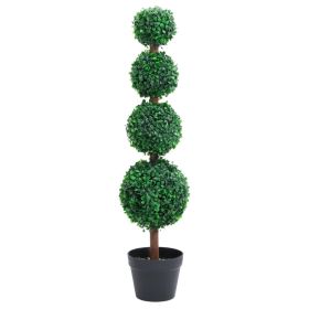 Artificial Boxwood Plant with Pot Ball Shaped Green 35.4"