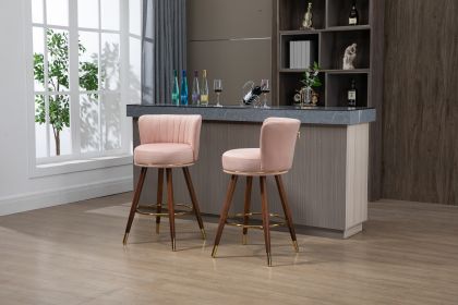 COOLMORE Counter Height Bar Stools Set of 2 for Kitchen Counter Solid Wood Legs with Fabric with a fixed height of 360 degrees