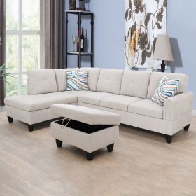 Grey White Flannel Living Room Sofa