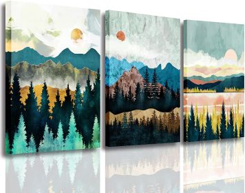 Abstract Wall Art Forest Mountain Watercolor Wall Paintings Landscape Modern Canvas Prints Bathroom Bedroom Office Wall Decor 3 Piece
