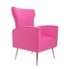Velvet Accent Chair, Wingback Arm Chair with Gold Legs, Upholstered Single Sofa for Living Room Bedroom