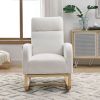 [Video] Welike 27.6"W Modern Accent High Backrest Living Room Lounge Arm Rocking Chair, Two Side Pocket ,Teddy White (Ivory)