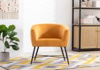 Luxurious Design 1pc Accent Chair Yellowish Orange Velvet Clean Line Design Fabric Upholstered Black Metal Legs Stylish Living Room Furniture