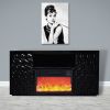 Timeless Black Electric Fireplace with LED Panel, Speakers, and Remote