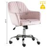 Accent chair Modern home office leisure chair with adjustable velvet height and adjustable casters (PINK)