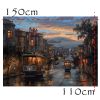 Streetcar Wall Hanging Backdrop Cloth Sunset Town Bedroom Cozy Dorm Bedside Room Wall Art Decor Tapestry,59x43 inch