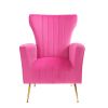 Velvet Accent Chair, Wingback Arm Chair with Gold Legs, Upholstered Single Sofa for Living Room Bedroom