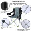 YSSOA Oversized Camping Folding Chair with Cup Holder, Side Cooler Bag, Heavy Duty Steel Frame Fully P Added Quad Armchair for Outdoors, 1-Pack, Grey