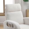 [Video] Welike 27.6"W Modern Accent High Backrest Living Room Lounge Arm Rocking Chair, Two Side Pocket ,Teddy White (Ivory)