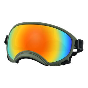 Fashion Personality Dog Skiing Goggles (Option: Army green framed red film-M)