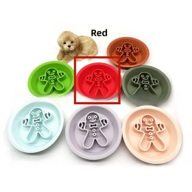 Pet Cat Dog Slow-eat Bowl Licking Two-in-one Anti-choke Non-slip Silica Gel Sucker Honeycomb Slow Food (Color: Red)