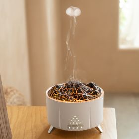Top Sale Flame Aroma Diffuser Air Humidifier Home Aromatherapy Fire Ultrasonic Essential Oil Diffuser With Bluetooth Speaker White Noise (Option: White-UL)