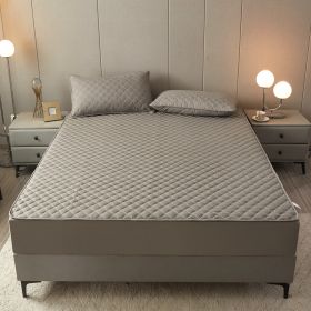 Cotton Clip Bed Hat Simple Solid Color Hotel Simmons All-inclusive Bed Cover (Option: Lattice grey-200cmx220cm)
