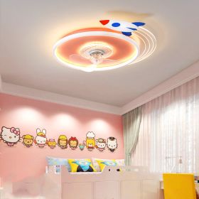 Simple Modern Children's Ultra-thin Round Nordic Restaurant Ceiling Fan (Option: Pink 60CM-Tricolor dimming)