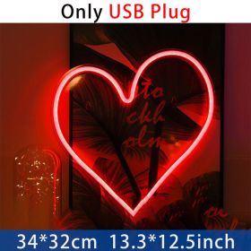 Love Heart Neon Acrylic Transparent Back Molding Light Atmosphere Light Decoration (Option: Red-USB)