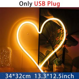 Love Heart Neon Acrylic Transparent Back Molding Light Atmosphere Light Decoration (Option: Yellow-USB)