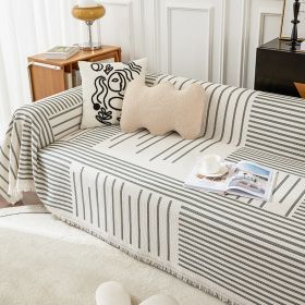 Striped Sofa Towel Anti-cat Scratch Protector Multi-function Blanket (Option: Simple semi colliculus-180x360cm)