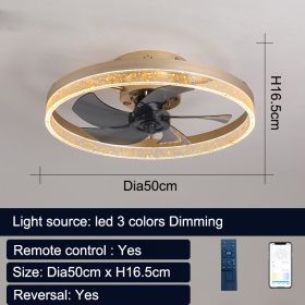 Remote Control Nordic Ceiling Fan Lamp Restaurant 110V (Option: Gold50cm-220V)