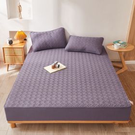 Cotton Clip Bed Hat Simple Solid Color Hotel Simmons All-inclusive Bed Cover (Option: Purple-200cmx220cm)