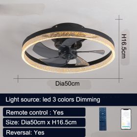 Remote Control Nordic Ceiling Fan Lamp Restaurant 110V (Option: Black50cm-220V)