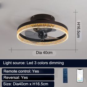 Remote Control Nordic Ceiling Fan Lamp Restaurant 110V (Option: 220V coffee gold A-110V)