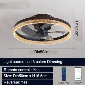 Remote Control Nordic Ceiling Fan Lamp Restaurant 110V (Option: Coffee50cm-220V)
