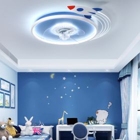 Simple Modern Children's Ultra-thin Round Nordic Restaurant Ceiling Fan (Option: Blue 60CM-Tricolor dimming)