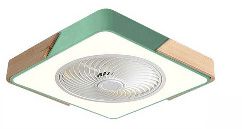 Rotating Air Guide Electric Hanging Fan Lamp (Option: Square green-Us regulation 110V2.4G infinit)