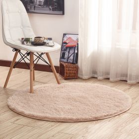 Round Rug for Bedroom, Fluffy Round Circle Rug for Kids Room (Color: Khaki)
