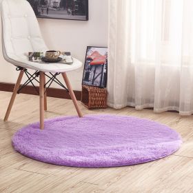 Round Rug for Bedroom, Fluffy Round Circle Rug for Kids Room (Color: Purple)