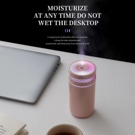 250ML Car Air Humidifier Portable Mini Spray Mist Humidifier With LED Light USB Powered Essential Oil Difffor Bedroom And Travel (Color: Pink)