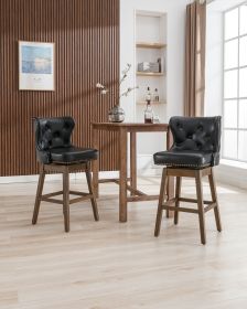 COOLMORE Bar Stools Set of 2 Counter Height Chairs with Footrest for Kitchen, Dining Room And 360 Degree Swivel (Color: as Pic)