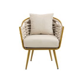 COOLMORE Velvet Accent Chair Modern Upholstered Armchair Tufted Chair with Metal Frame, Single Leisure Chairs for Living Room Bedroom Office Balcony (Color: as Pic)