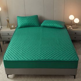Cotton Clip Bed Hat Simple Solid Color Hotel Simmons All-inclusive Bed Cover (Option: Green-200cmx220cm)
