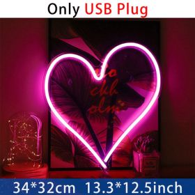 Love Heart Neon Acrylic Transparent Back Molding Light Atmosphere Light Decoration (Option: Pink-USB)