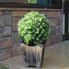 Two 20" Artificial Boxwood Topiary Ball Trees, UV Resistant House Plants, Artificial Bud Trees for Indoor and Outdoor Home Gardens (Orange Flowers, 2)