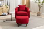 COOLMORE Accent Chair with Ottoman, Mid Century Modern Barrel Chair Upholstered Club Tub Round Arms Chair for Living Room