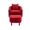 COOLMORE Accent Chair with Ottoman, Mid Century Modern Barrel Chair Upholstered Club Tub Round Arms Chair for Living Room
