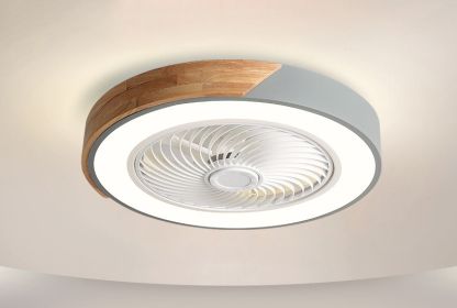 Rotating Air Guide Electric Hanging Fan Lamp (Option: Grey circle-Us regulation 110V2.4G infinit)