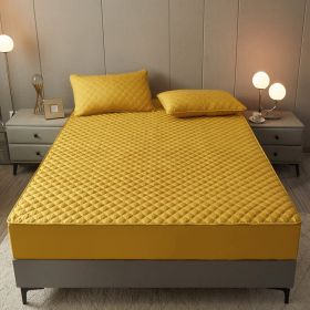 Cotton Clip Bed Hat Simple Solid Color Hotel Simmons All-inclusive Bed Cover (Option: Yellow-200cmx220cm)