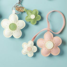 Two-color Flower Pendant Keychain Handmade DIY Material Package (Color: Pink)