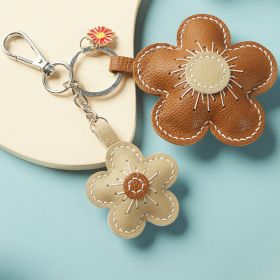Two-color Flower Pendant Keychain Handmade DIY Material Package (Color: Brown)