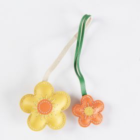Two-color Flower Pendant Keychain Handmade DIY Material Package (Color: Yellow)