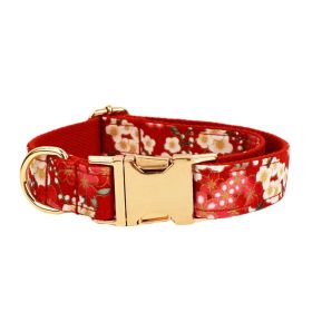 Japanese Floral Dog Collar Alloy Buckle Hand Holding Rope Pet Collar (Option: Dog Collar-S)